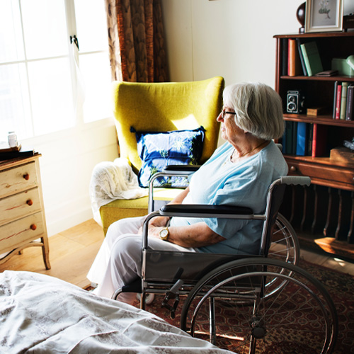 Patient alone in a room