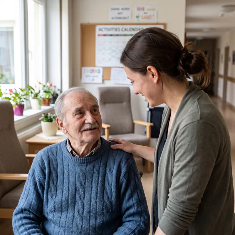 Ombudsman visiting with a resident